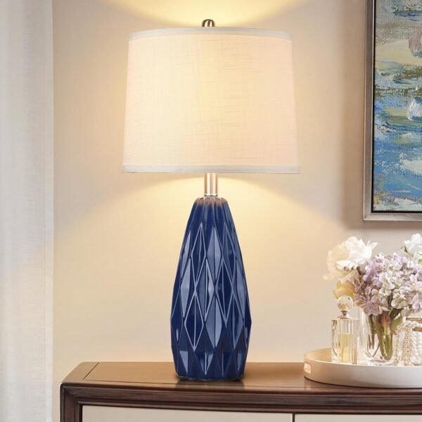 KunruiTAI 25" Table Lamp Navy Blue Table Lamp
