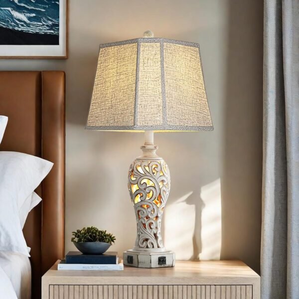 25" Farmhouse Table Lamp for Living Room Bedroom